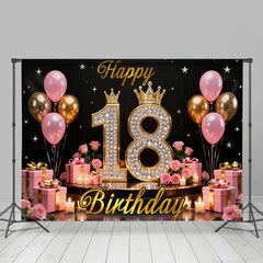 Lofaris Luxus 18. Happy Birthday Hintergrund Pink Gold Diamanten Kronen Rosen Mädchen
