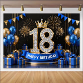 Lofaris Royalblau Gold 18. Geburtstag Hintergrund Diamant Zahlen Feuerwerk Männer