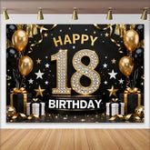 Lofaris Luxus 18. Happy Birthday Hintergrund Diamant Zahlen Gold Ballons Jubiläum Deko
