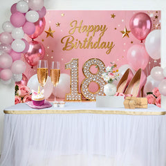 Lofaris Süßer 18. Happy Birthday Hintergrund Pink High Heels Champagner Diamant Party