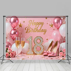 Lofaris Süßer 18. Happy Birthday Hintergrund Pink High Heels Champagner Diamant Party