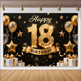 Lofaris Elegant Gold 18. Happy Birthday Hintergrund Stern Ballons Geschenkboxen Meilenstein