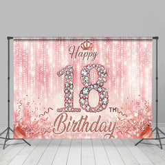 Lofaris Roségold 18. Happy Birthday Hintergrund Pink Diamant Zahlen Glitzer Banner