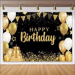 Lofaris Elegant Gold Happy Birthday Hintergrund 3-Stöckiger Kuchen Geschenkboxen Gala