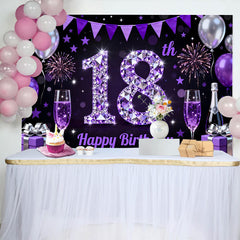 Lofaris Luxus Lila Diamant 18. Geburtstag Hintergrund Ballons Champagner Jubiläum