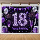 Lofaris Luxus Lila Diamant 18. Geburtstag Hintergrund Ballons Champagner Jubiläum