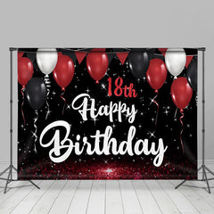 Lofaris Rot Schwarz 18. Happy Birthday Hintergrund Glitzer Boden Ballons Sternennacht