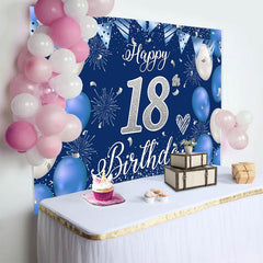 Lofaris Royalblau Silber 18. Geburtstag Hintergrund Silber Glitzer Zahlen Feuerwerk