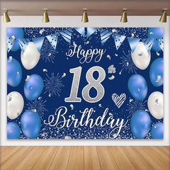 Lofaris Royalblau Silber 18. Geburtstag Hintergrund Silber Glitzer Zahlen Feuerwerk