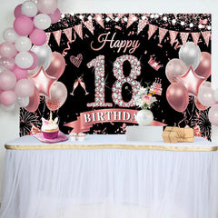 Lofaris Roségold 18. Geburtstag Hintergrund Diamant Zahlen Pink Ballon Meilenstein
