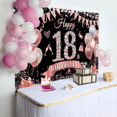 Lofaris Roségold 18. Geburtstag Hintergrund Diamant Zahlen Pink Ballon Meilenstein