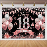 Lofaris Roségold 18. Geburtstag Hintergrund Diamant Zahlen Pink Ballon Meilenstein