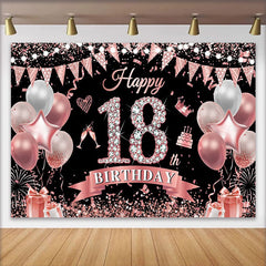 Lofaris Roségold 18. Geburtstag Hintergrund Diamant Zahlen Pink Ballon Meilenstein