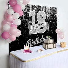 Lofaris Silber Glitzer 18. Happy Birthday Hintergrund Schimmerndes Band Funkeln