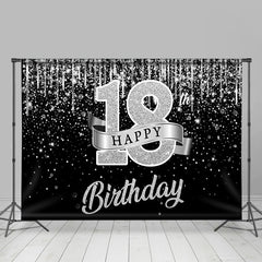 Lofaris Silber Glitzer 18. Happy Birthday Hintergrund Schimmerndes Band Funkeln
