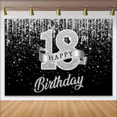 Lofaris Silber Glitzer 18. Happy Birthday Hintergrund Schimmerndes Band Funkeln