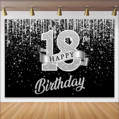 Lofaris Silber Glitzer 18. Happy Birthday Hintergrund Schimmerndes Band Funkeln