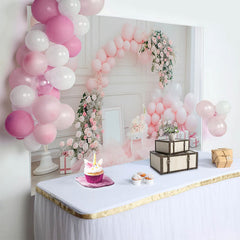 Lofaris Elegant Pink Rose Cake Smash Hintergrund Ballongirlande Geschenkbox Mädchen