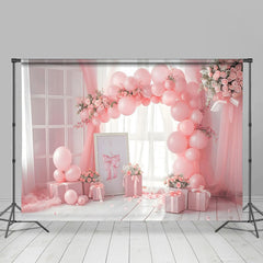 Lofaris Pink Ballonbogen Geschenkbox Hintergrund Innenraum Fensteransicht Cake Smash