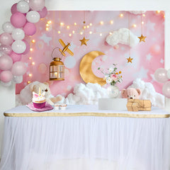 Lofaris Elegant Pink Lila Rose Cake Smash Hintergrund Ballongirlande Holzplatte Mädchen