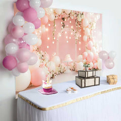 Lofaris Pinker Ballon Leuchtende Lichter Hochzeit Hintergrund Blumenbogen Kuchen Party