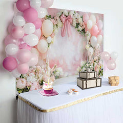 Lofaris Pinker Ballon Schleife Hochzeit Hintergrund Aquarell Blumen Brautparty