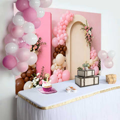 Lofaris Pink Braun Ballonbogen Blumen Hochzeit Hintergrund Romantisch Brautparty