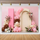 Lofaris Pink Braun Ballonbogen Blumen Hochzeit Hintergrund Romantisch Brautparty