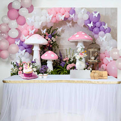 Lofaris Riesiger Pinker Pilz Schmetterling Frühling Hintergrund Lila Ballonbogen Mädchen