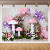 Lofaris Riesiger Pinker Pilz Schmetterling Frühling Hintergrund Lila Ballonbogen Mädchen