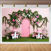 Lofaris Pinke Tür Schmetterling Blumenbogen Frühling Hintergrund Verwunschener Pilz