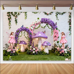 Lofaris Lila Pilz Feen Blumenbogen Frühling Hintergrund Verwunschener Wald Mädchen