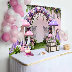 Lofaris Pink Lila Pilz Feen Frühling Hintergrund Blumenbogen Mädchen Geburtstag