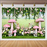 Lofaris Gemalte Wiese Feen Pinker Pilz Frühling Hintergrund Verwunschener Wald Mädchen