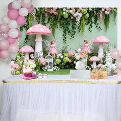 Lofaris Verwunschene Feen Pinker Pilz Frühling Hintergrund Blumenranke Wald Mädchen