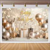 Lofaris Goldener Ballon Champagner Frohes Neues Jahr Hintergrund Geschenkbox Winter