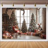 Lofaris Vintage Zimmer Weihnachtsbaum Hintergrund Teddybär Kutsche Winter Feiertag