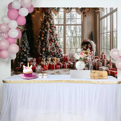 Lofaris Gemütliches Wohnzimmer Weihnachtsbaum Hintergrund Vintage Teddybär Kutsche