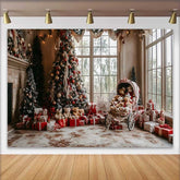 Lofaris Gemütliches Wohnzimmer Weihnachtsbaum Hintergrund Vintage Teddybär Kutsche