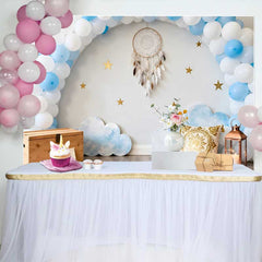 Lofaris Verträumter 1. Geburtstag Hintergrund Blauer Ballonbogen Traumfänger Sterne Cake Smash