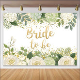 Lofaris Bride to Be Hintergrund Brautparty Weiß Blumen Grüne Blätter Gold Glitzer Deko