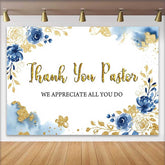 Lofaris Danke Pastor Hintergrund Blaue Blumen Gold Glitzer Wertschätzung Kirche Deko