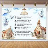 Lofaris Pastor Wertschätzung Hintergrund Akrostichon Gedicht Tauben Kirche Aquarell Kunst
