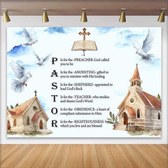 Lofaris Pastor Wertschätzung Hintergrund Akrostichon Gedicht Tauben Kirche Aquarell Kunst