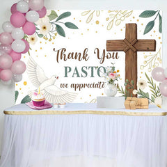 Lofaris Weißes Blumenkreuz Taube Danke Pastor Hintergrund Kirche Wertschätzung Event