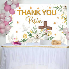 Lofaris Danke Pastor Kreuz Bibel Lilie Taube Hintergrund Kirche Wertschätzung Event