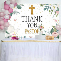Lofaris Pinke Blumen Gold Kreuz Danke Pastor Hintergrund Taube Kirche Wertschätzung