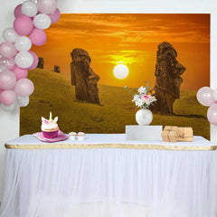 Lofaris Osterinsel Moai Statuen Sonnenuntergang Landschaft Hintergrund Antike Wunder Event