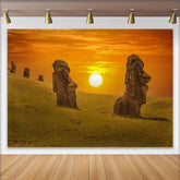 Lofaris Osterinsel Moai Statuen Sonnenuntergang Landschaft Hintergrund Antike Wunder Event
