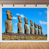 Lofaris Osterinsel Moai Statuen Landschaft Hintergrund Antike Wunder Szenerie Party Deko